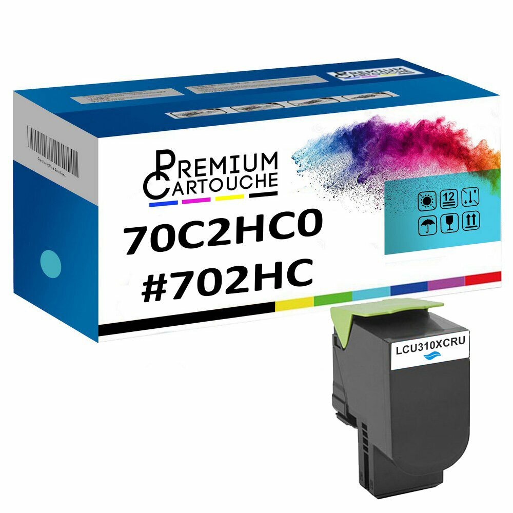 Toner cyan compatible Lexmark 70C2HC0 offrant des impressions laser précises