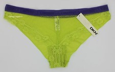 NWT DKNY 478764 "Elite" Low-Rise Colorblock Lace Tanga Panty, Green / Purple