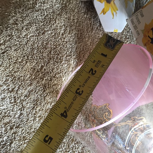 VINTAGE LEADED CRYSTAL ETCHED VASE PINK & GOLD MADE IN SLOVAKIA NEW # 1 - Picture 11 of 12