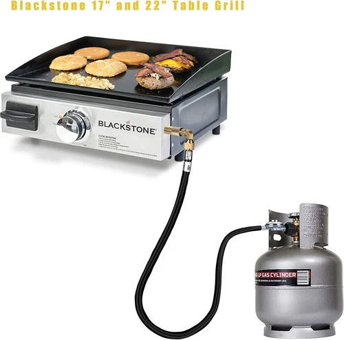 Manguera reguladora de propano de 6 pies con adaptador de codo de 90 grados para la mayoría de las parrillas de gas LP - Imagen 7 de 8