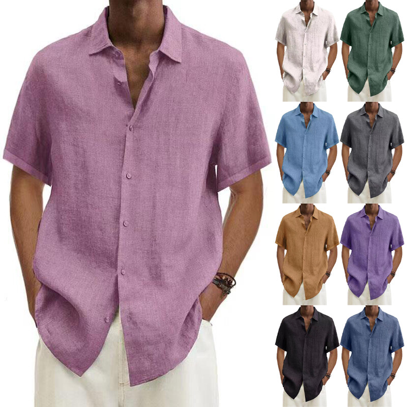 Camiseta masculina camiseta de botones de manga corta camiseta de verano "