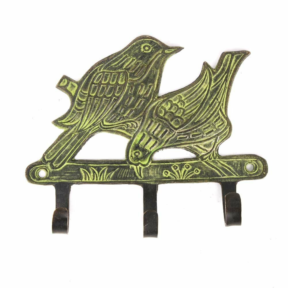 New Rare Green Antique Coat Rack Brass Wall Hooks Birds Hat Rack Towel Hooks