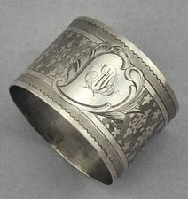Gro&szlig;er Serviettenring Silber 950er Frankreich Monogramm DM  napkin ring  (122)