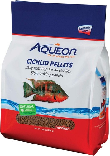 Aqueon Cichlid Slow Sinking Fish Food Pellets, Medium Size, 25 Ounce