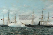 USS KEARSAGE VS CSS ALABAMA CIVIL WAR UNION MOHICAN CLASS 4X6 POSTCARD