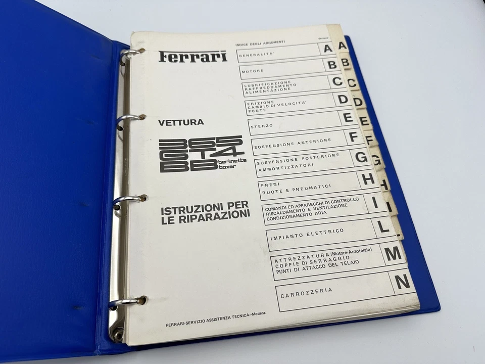 Ferrari 365 GT4 BB MANUAL DE TALLER 1975 | INSTRUCCIONES DE REPARACIÓN HANBOOK #106/75 Foto 2 de 4