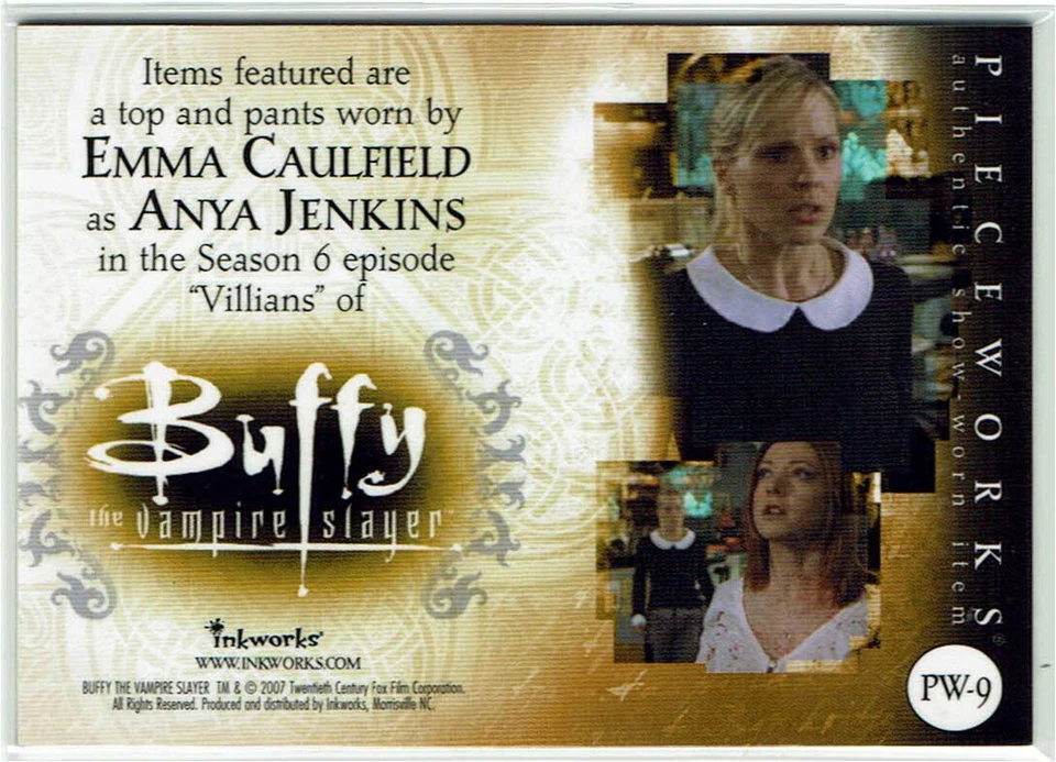 Buffy the Vampire Slayer 10th Anniversary Relic Wardrobe PW9 Emma Caulfield Anya - Image 2 of 2