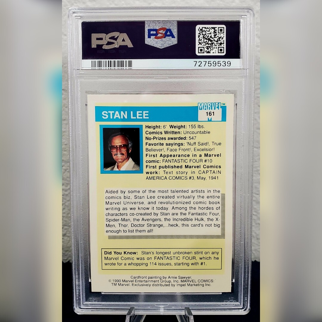 1990 Marvel Universe Series 1 Trading Card Stan Lee #161 PSA 10 GEM MINT