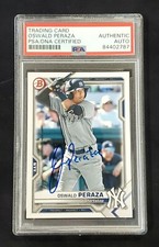 OSWALD PERAZA AUTOGRAPHED TOPPS BOWMAN YANKEES BP-50  PSA SLABBED
