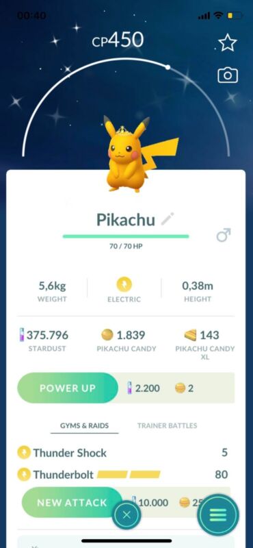 Pokémon Go - Shiny Raikou - Mini P T C - 80.000 Stardust