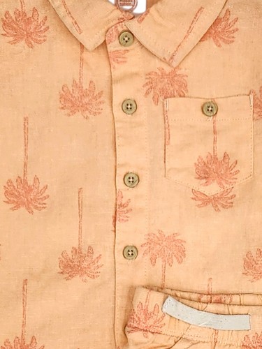 Infant Boys Orange Palm Tree Shirt & Shorts Lounge Wear Outfit Set - Picture 2 of 2