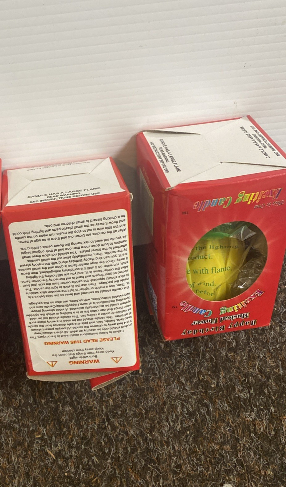 Vtg. Happy Birthday Musical Flower Candle Original Boxes Yellow Or Blue New