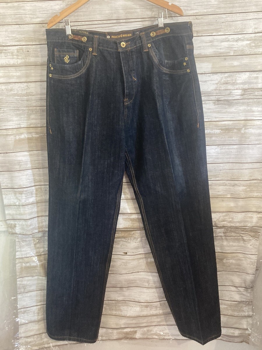 Rocawear Blue 40 X 34 Regular Fit 90's Vtg Jeans ZIPPER Fly J-9905