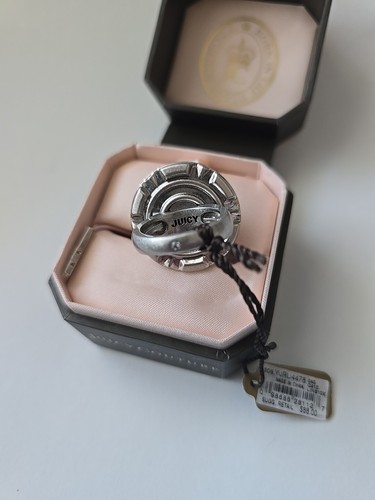 Juicy Couture Ring silberfarben verstellbar Strass Größe 6 + NEU mit Etikett - Bild 2 von 7