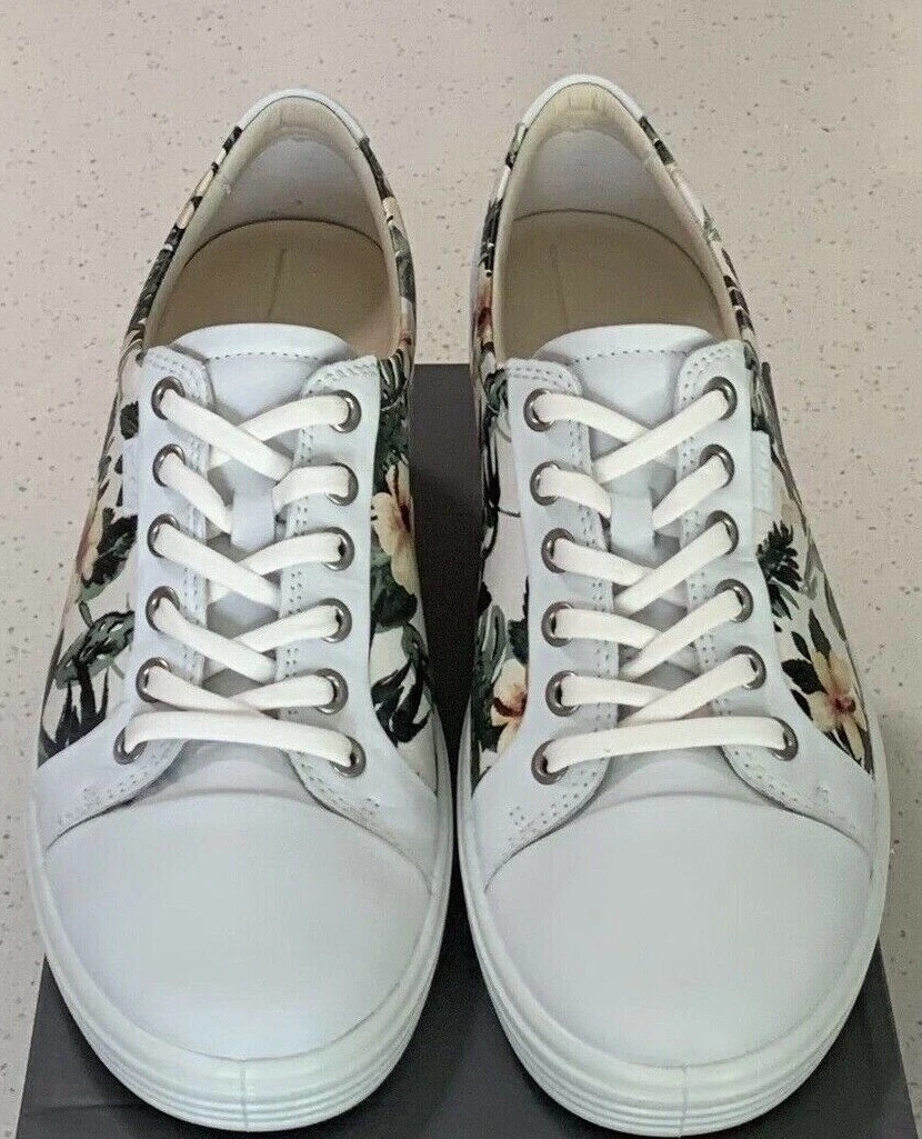 ECCO Women s Soft 7 Fashion Lightweight Sneakers White Flower