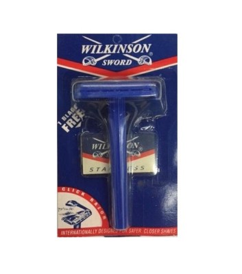 Wilkinson Sword Double Edge Click Safety Razor (Blue) + Eyebrow Trimmer