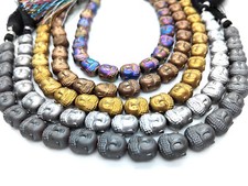 890cts Coated Hematite Matt Buddha Beads - 5x 20cm Strands (Certificate)
