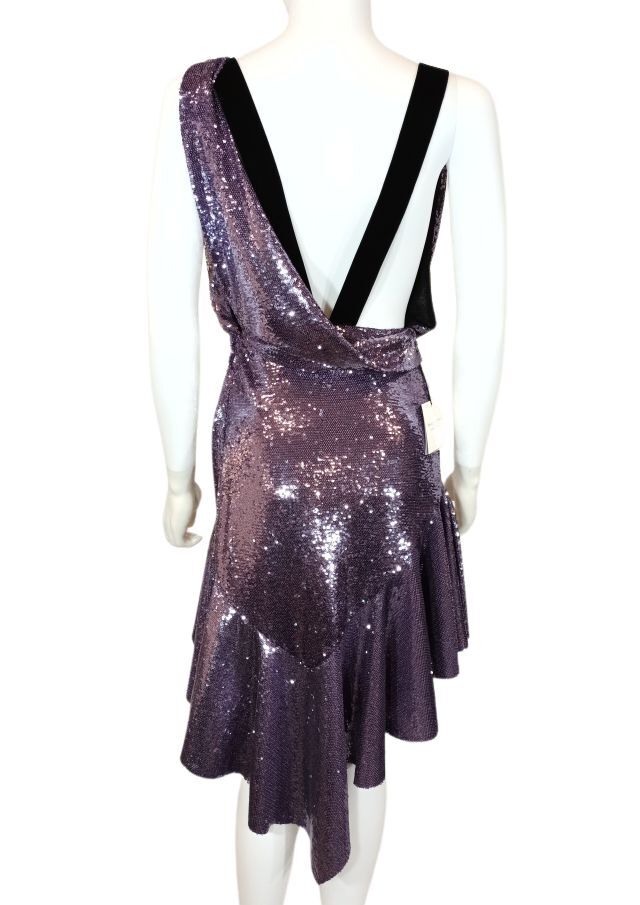 Philosophy Di Lorenzo Serafini Purple Sequin Plunge Mini Dress - UK6 | eBay