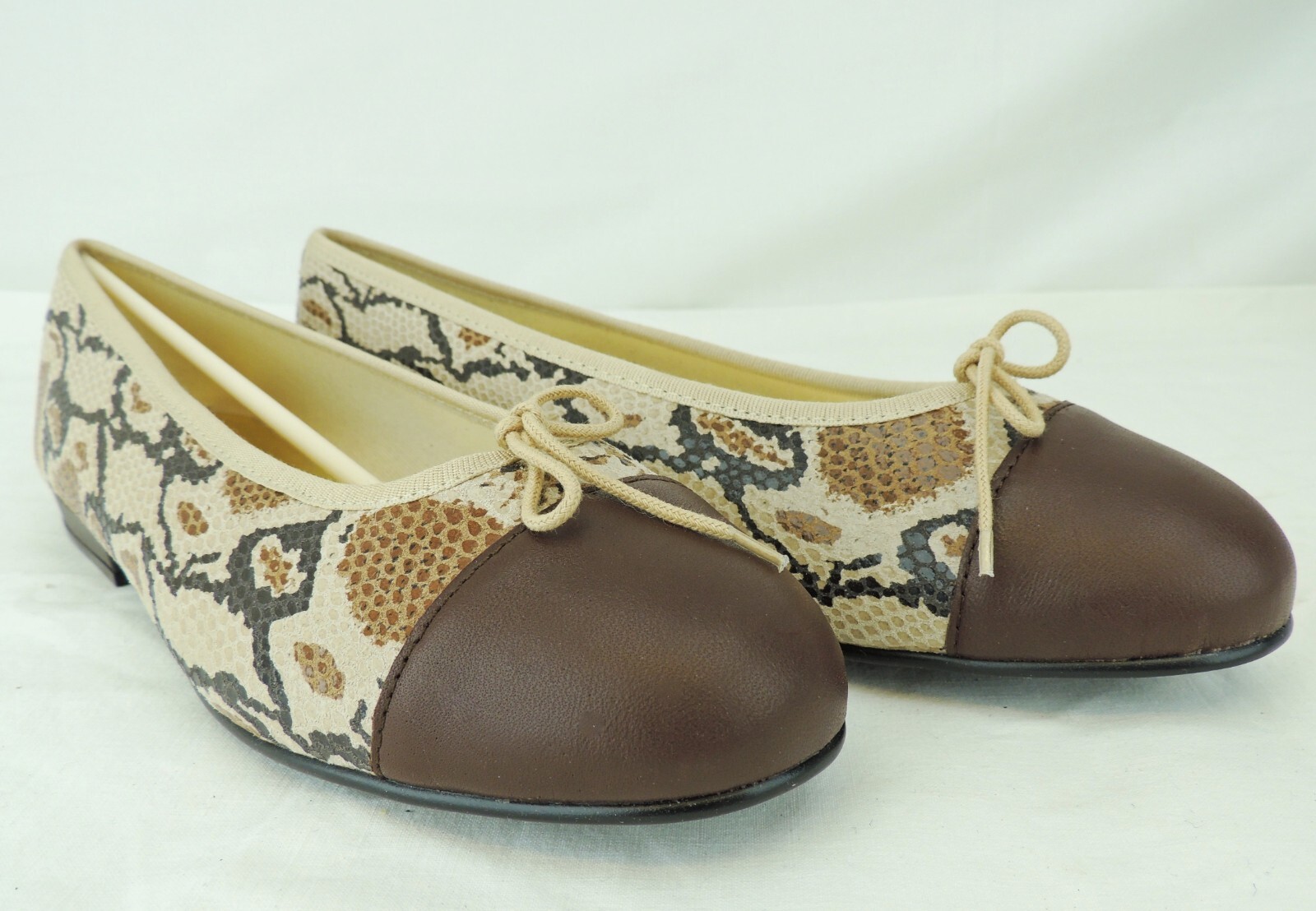 French Sole Ballet Flat, Snakeskin Effect & Chocolate, Slight Seconds UK 9 EU 42 - Picture 4 of 16