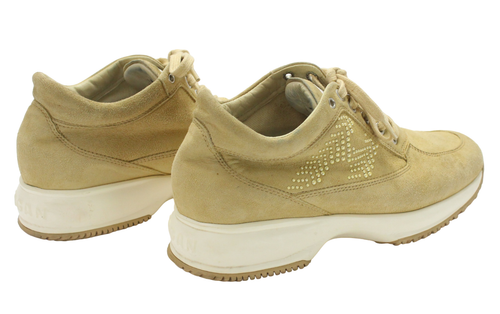 HOGAN Sneakers Women's EU 36 Suede Leather Low Top Lace Up Beige - Picture 6 of 12