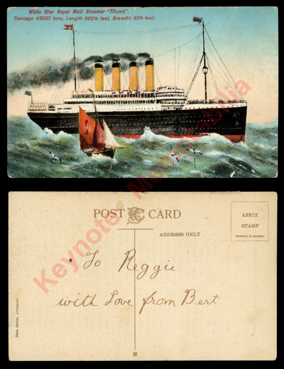 1912 R.M.S TITANIC original on board postcard autographed signed