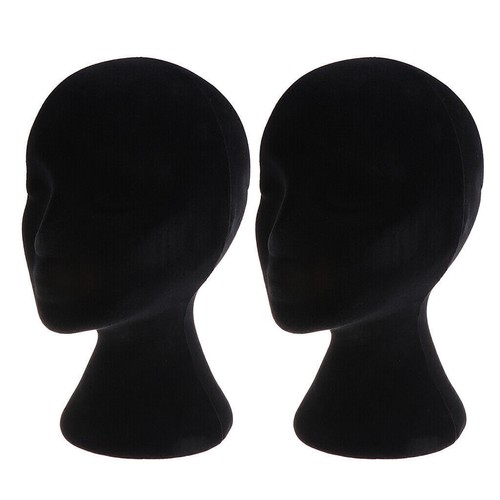 2x Female Foam Mannequin Manikin Head Model Wigs Glasses Display Stand Black UK - Picture 2 of 12