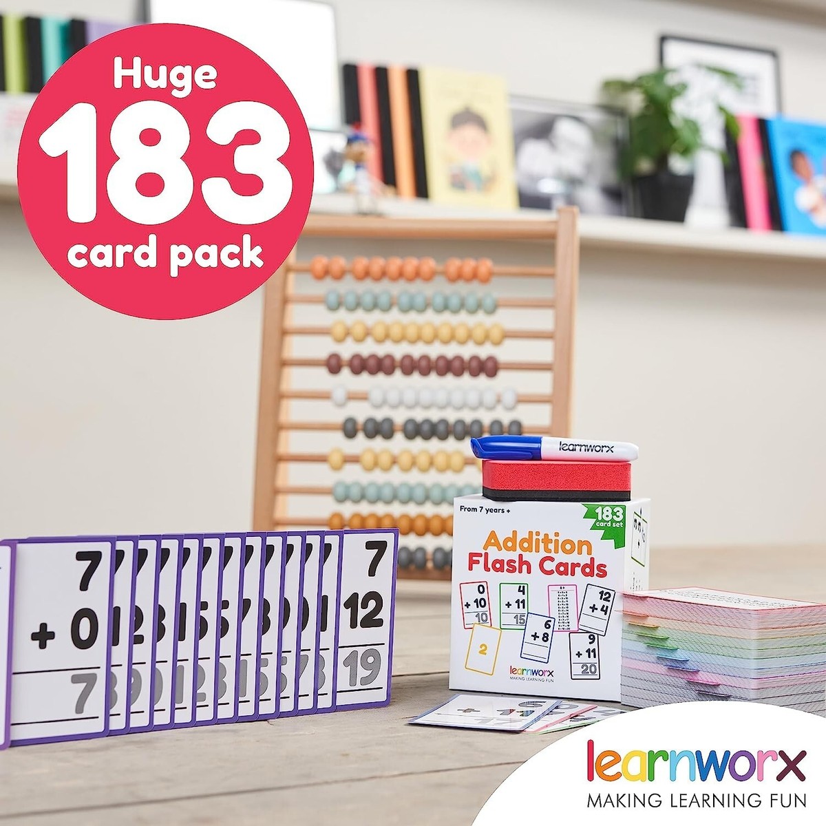 Addition Flash Cards Set - 183 Math Cards For Kids Ages 4-8