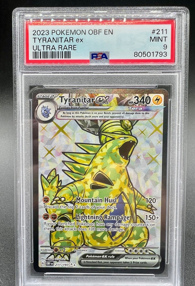 PSA 9 Mint 2023 Pokemon Obsidian Flames Tyranitar EX Ultra Rare FA