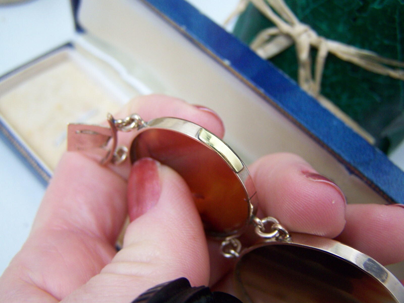 VINTAGE ANTIQUE HUGE WIDE 18CT GOLD SCOTTISH AGATE BRACELET 7.5" HEAVY NOT 9CT image 9
