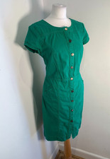 Hobbs NW3 canvas shirt dress 12 VGC fitted pencil green classic sheath