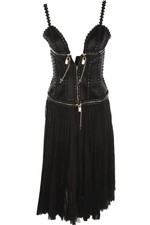 ALEXANDER MCQUEEN BLACK 2003 SILK MIDI DRESS IT 40 UK 8