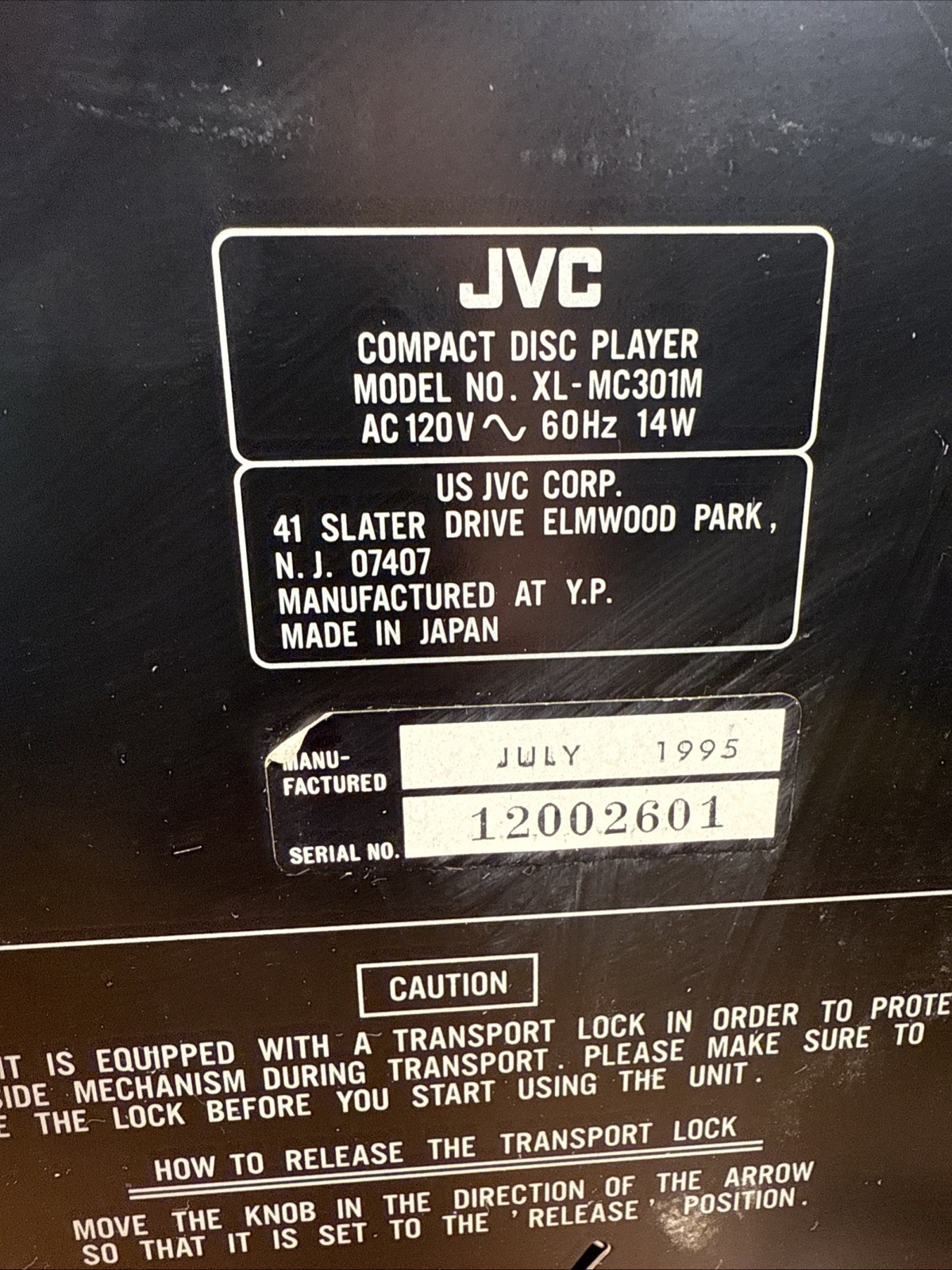 JVC XL-MC301M 100 CD Compact Disc Changer Player UNIT ONLY