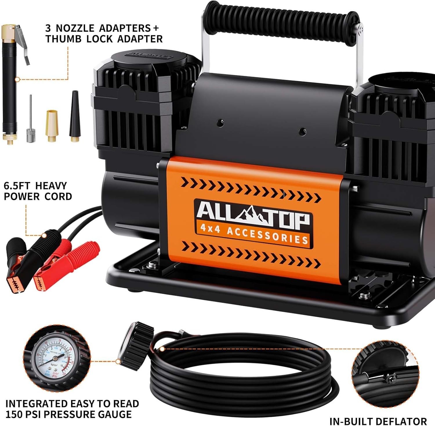 Dual Cylinder 12V Inflator - Heavy Duty Max 150 PSI