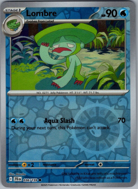 Pokemon - Lombre - 036/159 - Reverse Holo - Journey Together  - NM/M
