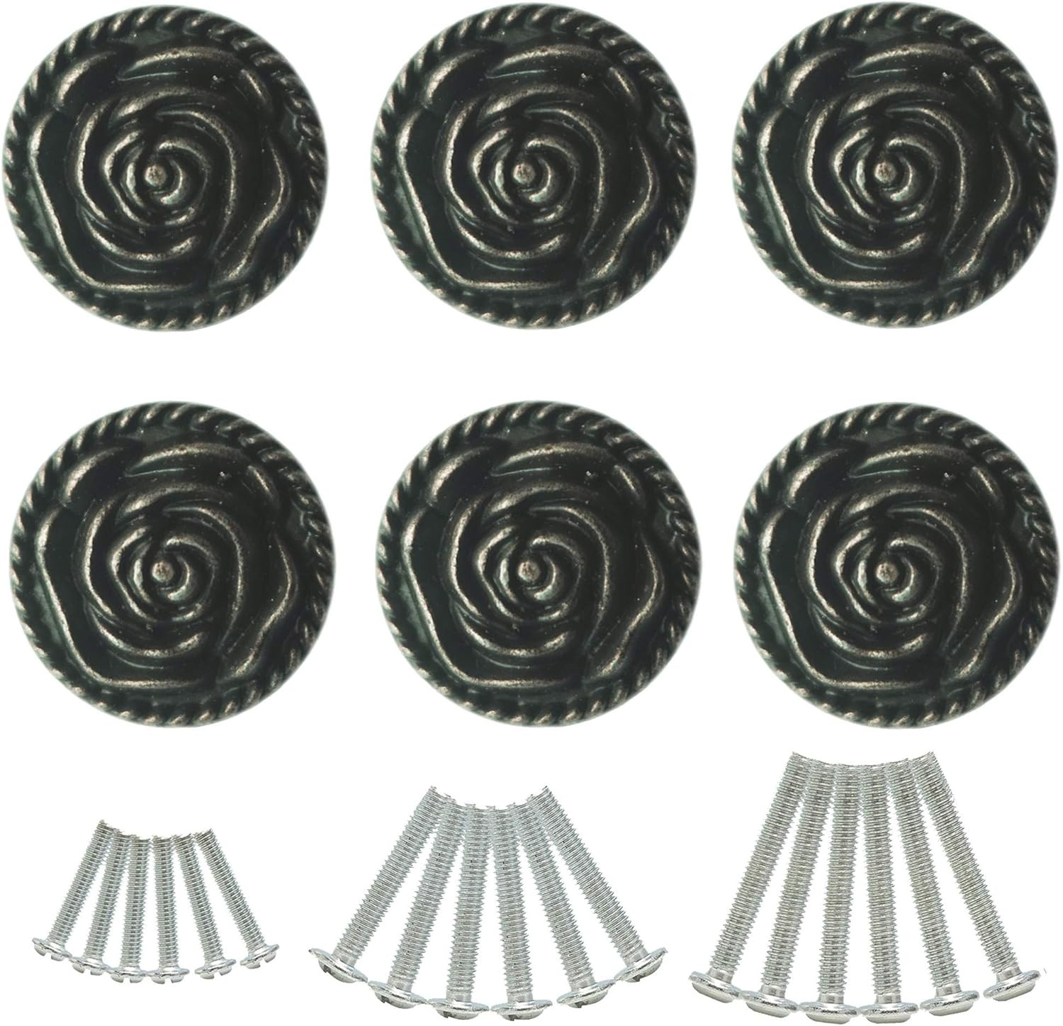 Vintage Rose Cabinet Knobs, Antique Bronze Cupboard Dresser Door Pull round Zinc