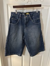 Vtg Southpole Premium Y2K Denim Shorts Baggy Fit Embroidered Size 30
