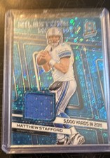 2019 Panini Spectra - Milestone Moments Matthew Stafford #MM-8 Neon Blue Prizm 