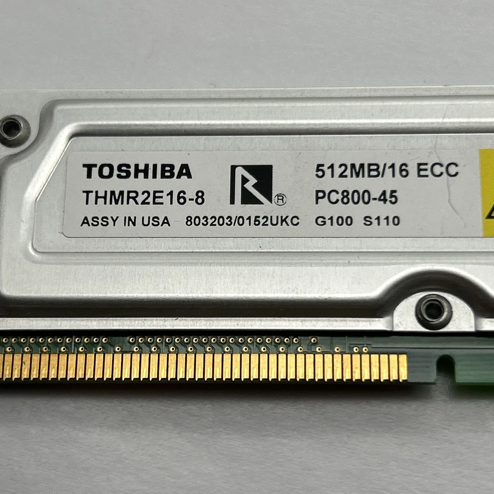 512mb RamBus ECC Toshiba 800-45 184pin RDram Memory Rambus THMR2E16-8 - Image 3 of 4