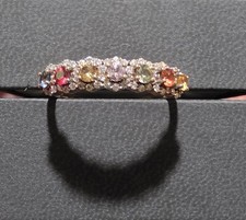 9k Gold Multi Gem Stones And Diamonds Ring