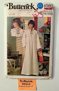 Butterick 4560 Vintage Misses Caftan w/Color Transfer Size 12 Bust 34 Uncut