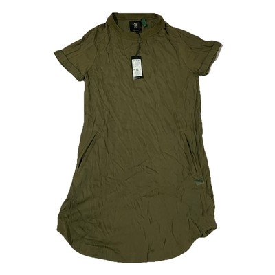 G-Star Raw Woven Tee Dress S/S Mata Twill Dark Olive XS NWT