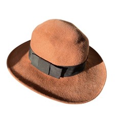 Vintage Wool Felt Wide Brim Brown Hat Boho Festival Country Heritage Gorpcore