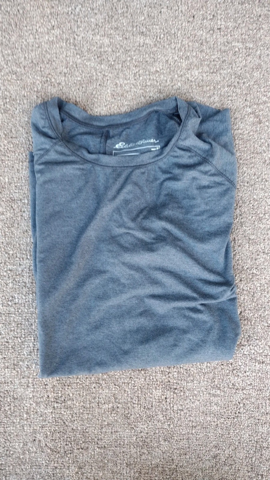 Eddie Bauer U Neck Shirt Womens  Gray Cotton Short Sleeve Tee Hiking Size M