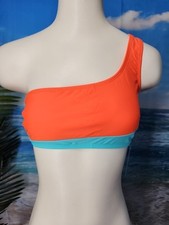 Nwt Cupshe One Shoulder Orange Blue Bikini Top Womens Size- Medium.