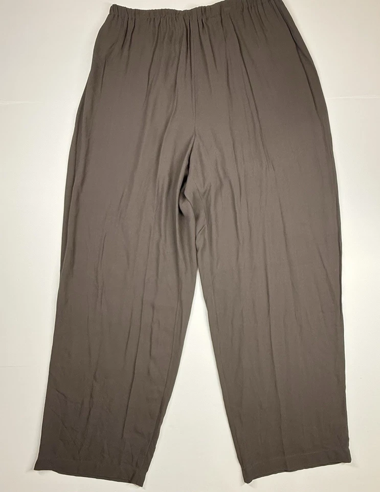 Pantalones de pierna ancha 100 % seda Eileen Fisher para mujer talla XL marrón Foto 2 de 4