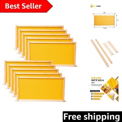 10-Pack Yellow Beehive Frames & Beeswax Foundations - Easy Assembly for Bees