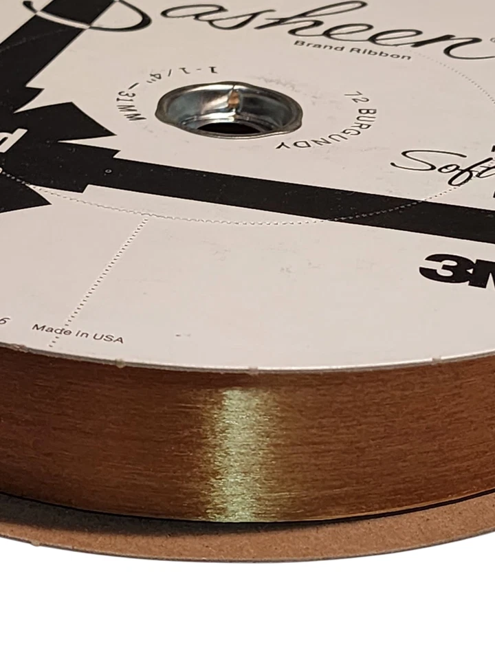 250 Yardas Sasheen 3M Satinado 1-1/4" Cinta Boda Arco Dorado Borgoña Metálico Foto 2 de 4