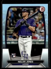 2023 Bowman Sky Blue Nolan Jones Rookie /499 Rockies #74