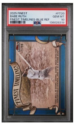 2025 Topps Finest - Finest Timelines Babe Ruth #FT-20 Sky Blue Refractor /99
