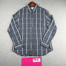Ben Sherman Shirt Large Navy Blue Check Casual Button Up Long Sleeve Mens